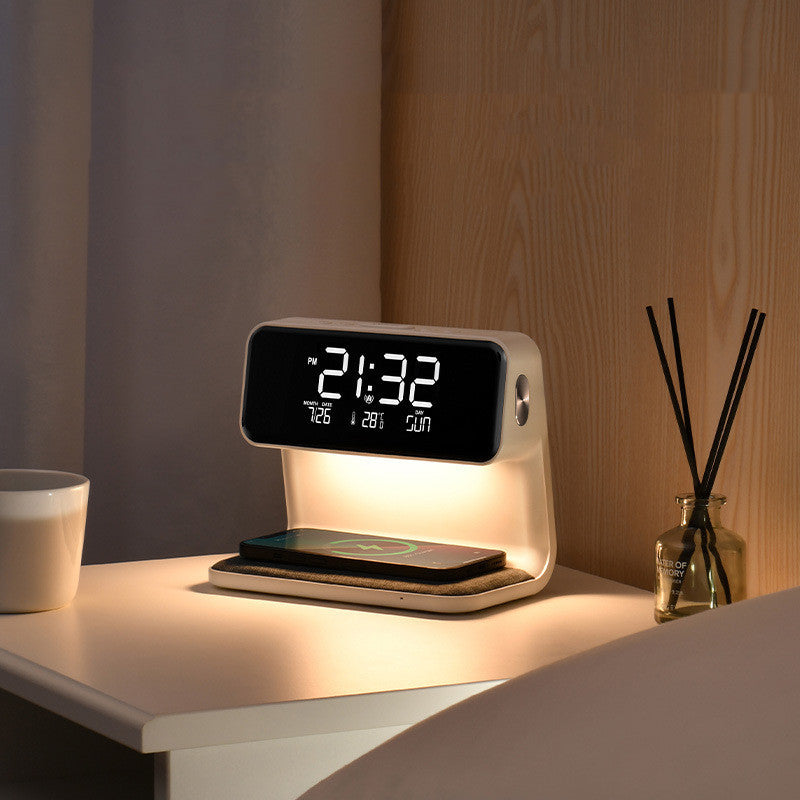 3-in-1 Bedside Lamp with Wireless Charging – LCD Alarm Clock and Touch Dimmable LED Table Light