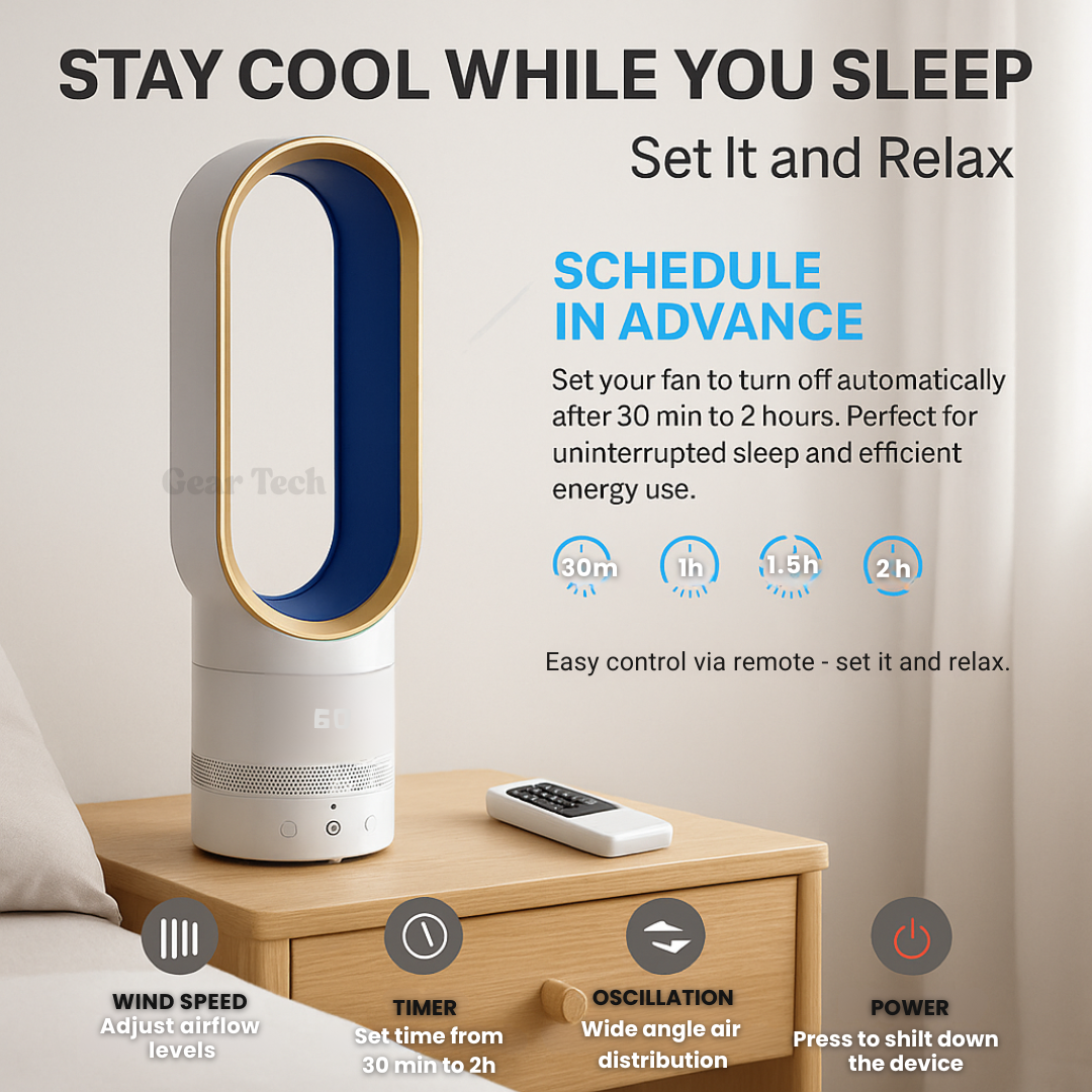 16-Inch Remote-Controlled Bladeless Fan - UK Design