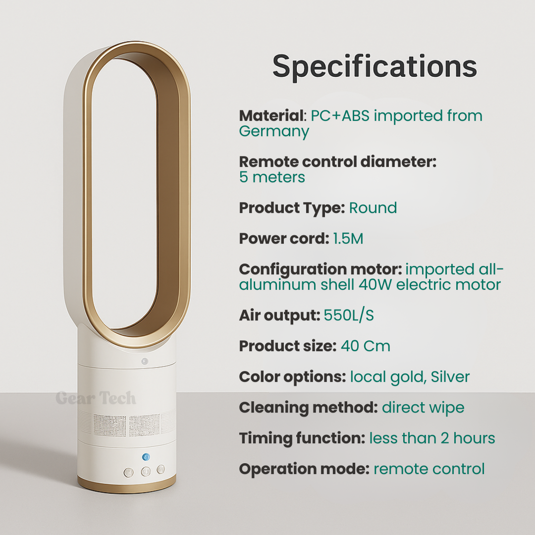 16-Inch Remote-Controlled Bladeless Fan - UK Design