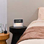 3-in-1 Bedside Lamp with Wireless Charging – LCD Alarm Clock and Touch Dimmable LED Table Light