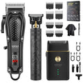 3-Piece Men's Hair and Beard Grooming Set, Wireless Trimmers with LED Display, USB Rechargeable