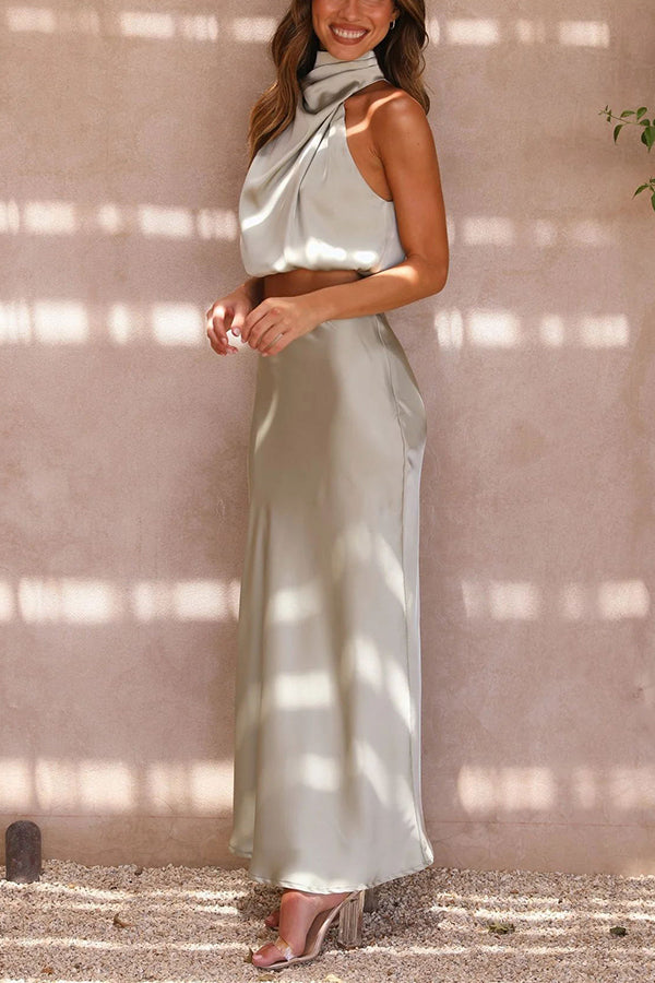 Women's Halter Neck Wedding Guest Dress | Maxi
