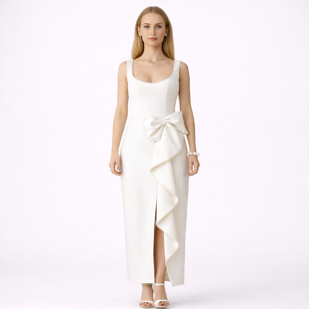 Ivory Maxi Dress with Bow