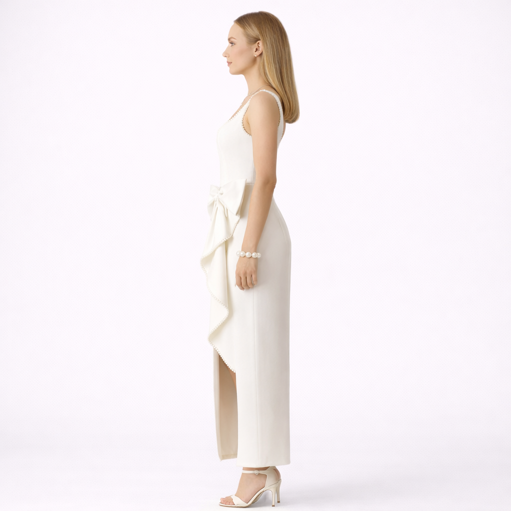 Ivory Maxi Dress with Bow