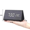 Wooden-Style LED Alarm Clock with Triple Alarm Settings, Temperature Display, and Adjustable Brightness