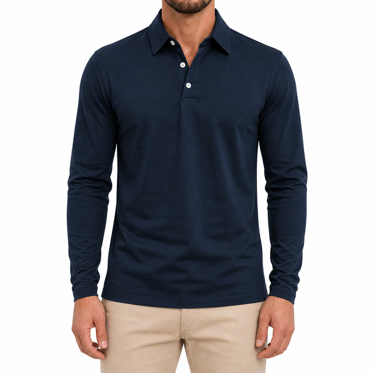 Men's Collared Long Sleeve Polo Shirt | Casual