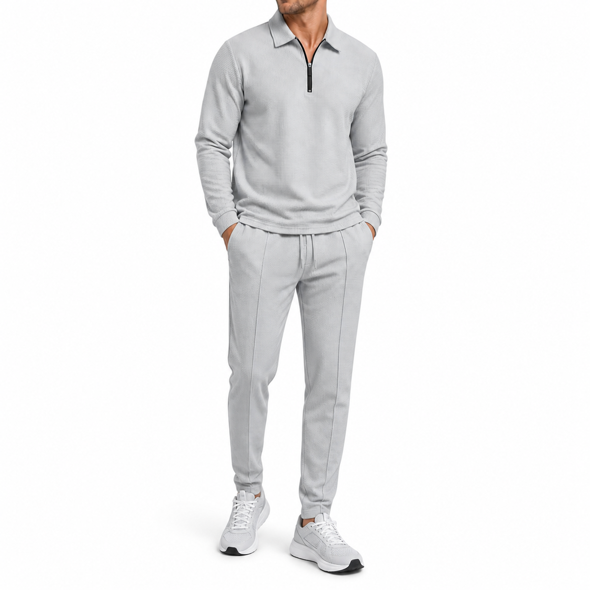 Men's 2-Piece Tracksuit Set | Long Sleeve Quarter-Zip Polo and Jogger Pants