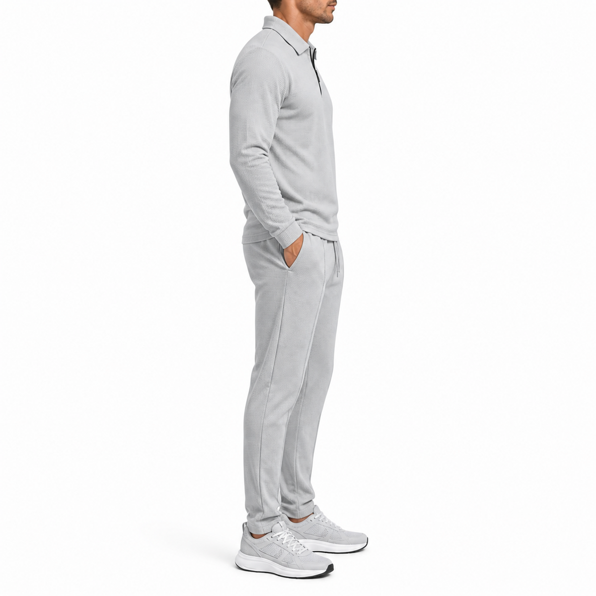 Men's 2-Piece Tracksuit Set | Long Sleeve Quarter-Zip Polo and Jogger Pants