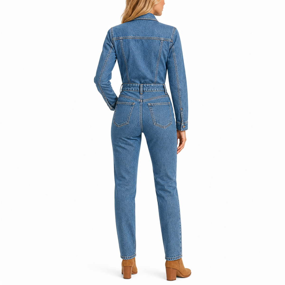 Women's Casual Long Sleeve Jumpsuit | Straight Leg