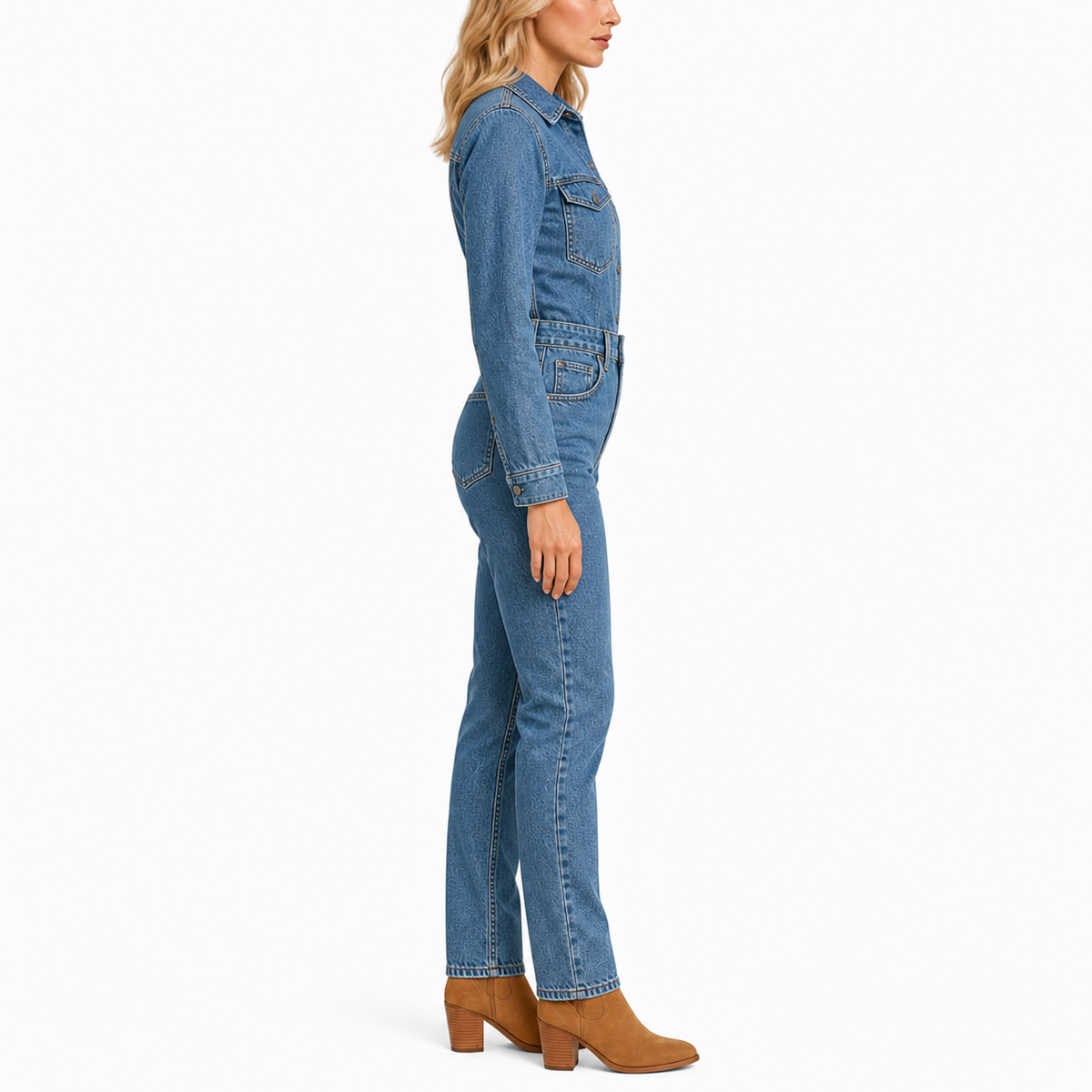 Women's Casual Long Sleeve Jumpsuit | Straight Leg