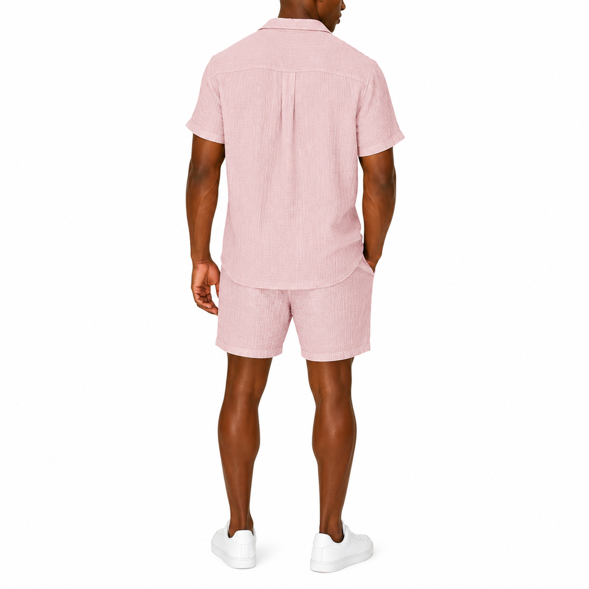 Men's Summer 2-Piece Casual Set | Short Sleeve Shirt and  Drawstring Shorts