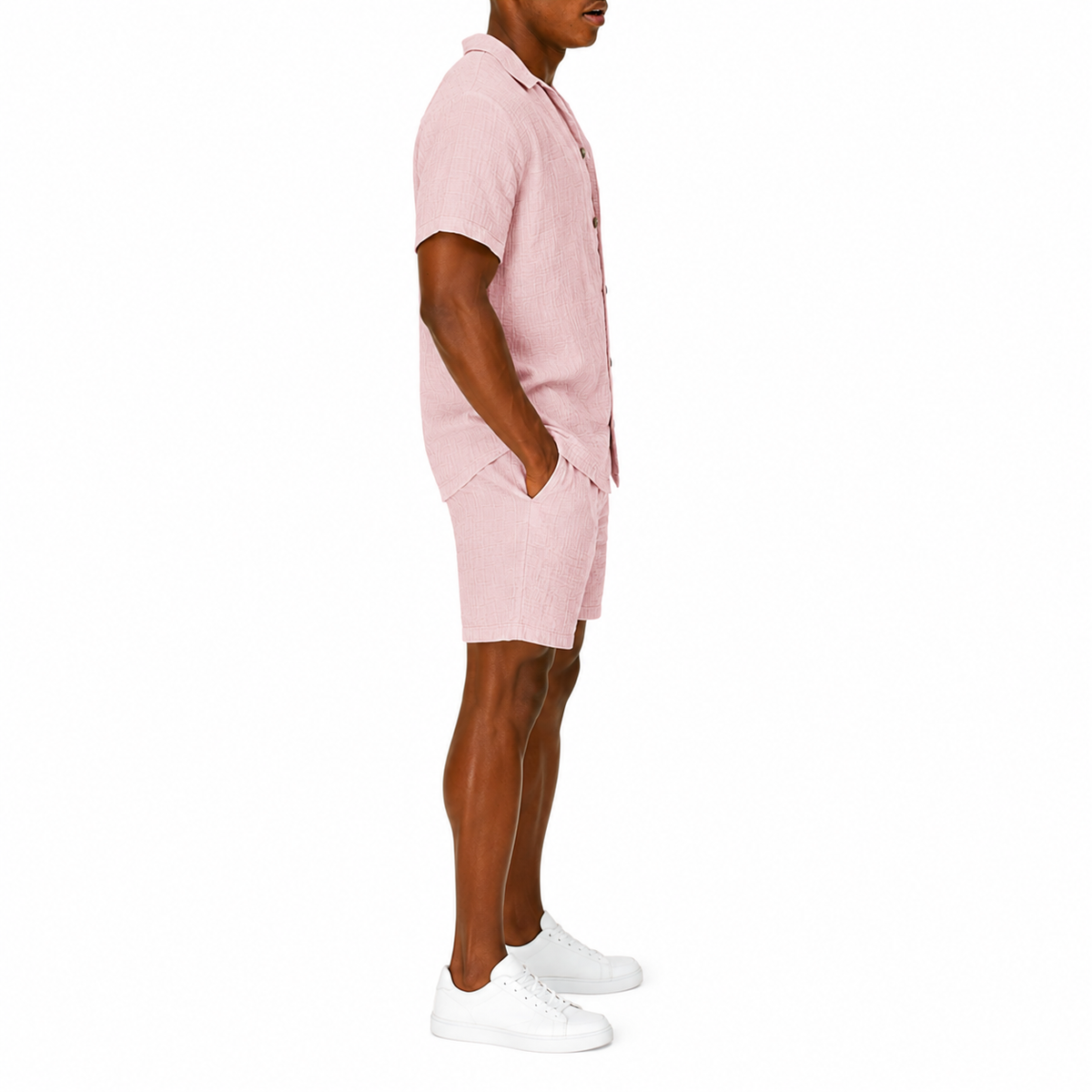 Men's Summer 2-Piece Casual Set | Short Sleeve Shirt and  Drawstring Shorts