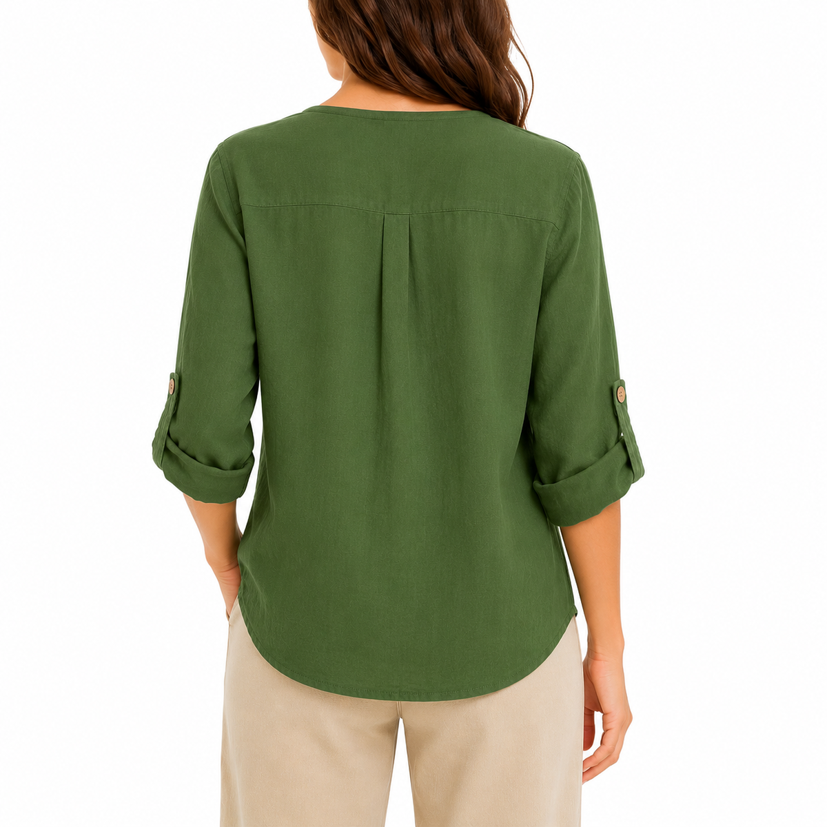 Women’s Casual V-Neck 3/4 Sleeve Blouse | Loose Fit