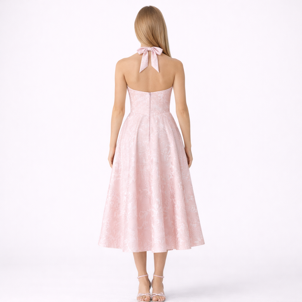 Blush Midi Dress Halter Neck
