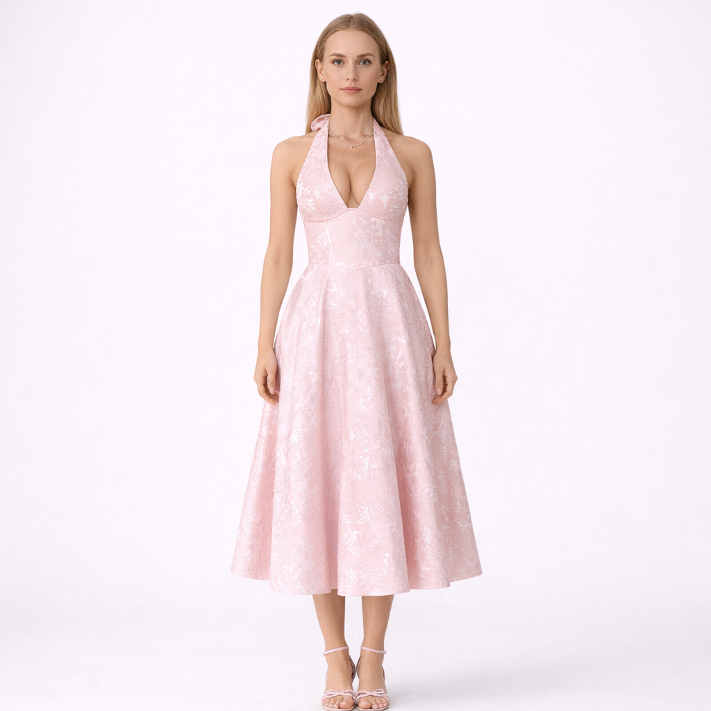 Blush Midi Dress Halter Neck