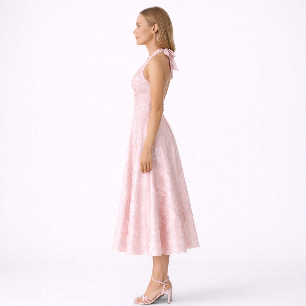 Blush Midi Dress Halter Neck