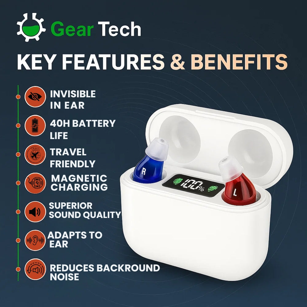 Rechargeable In-Ear Hearing Aids with Crystal Clear Sound