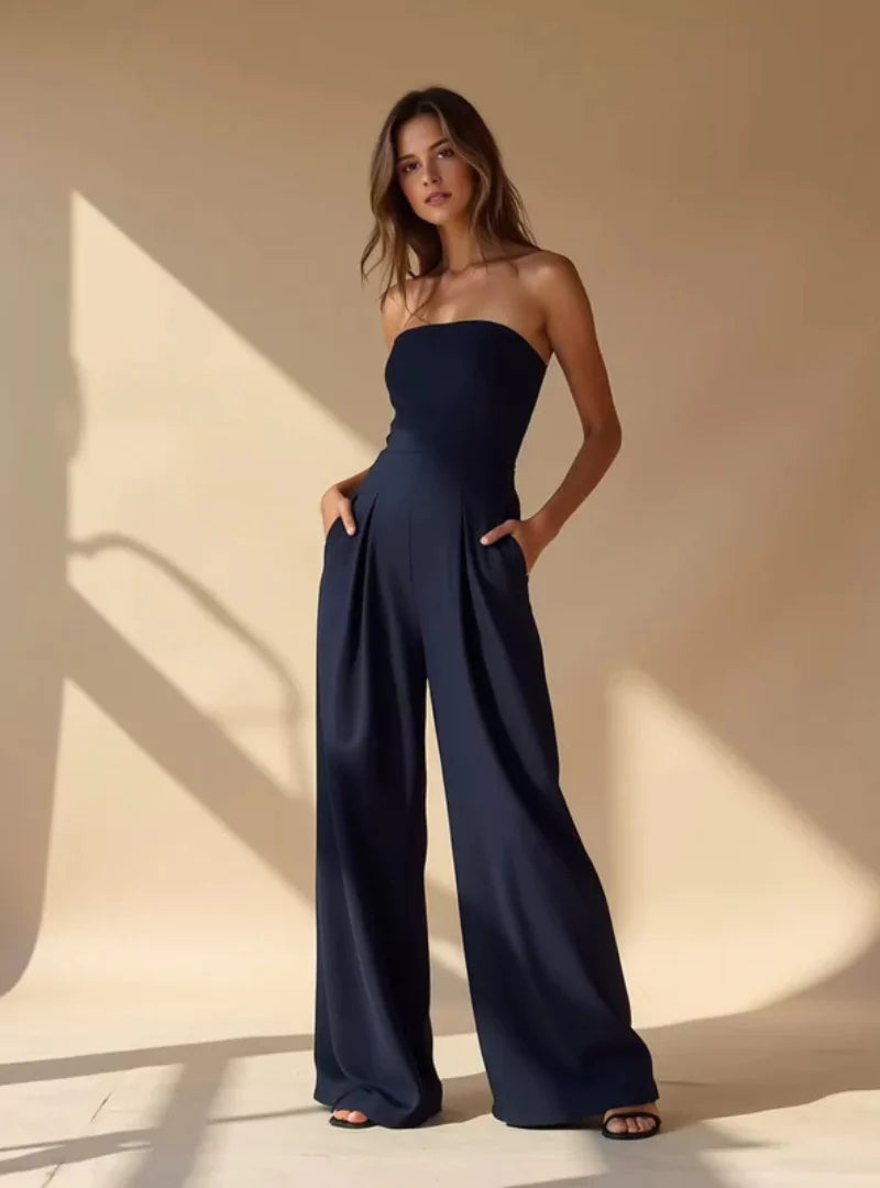 Women's Strapless Wide Leg Jumpsuit | Casual