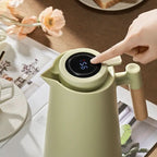 Insulated Thermos with Temperature Indicator and Wooden Handle