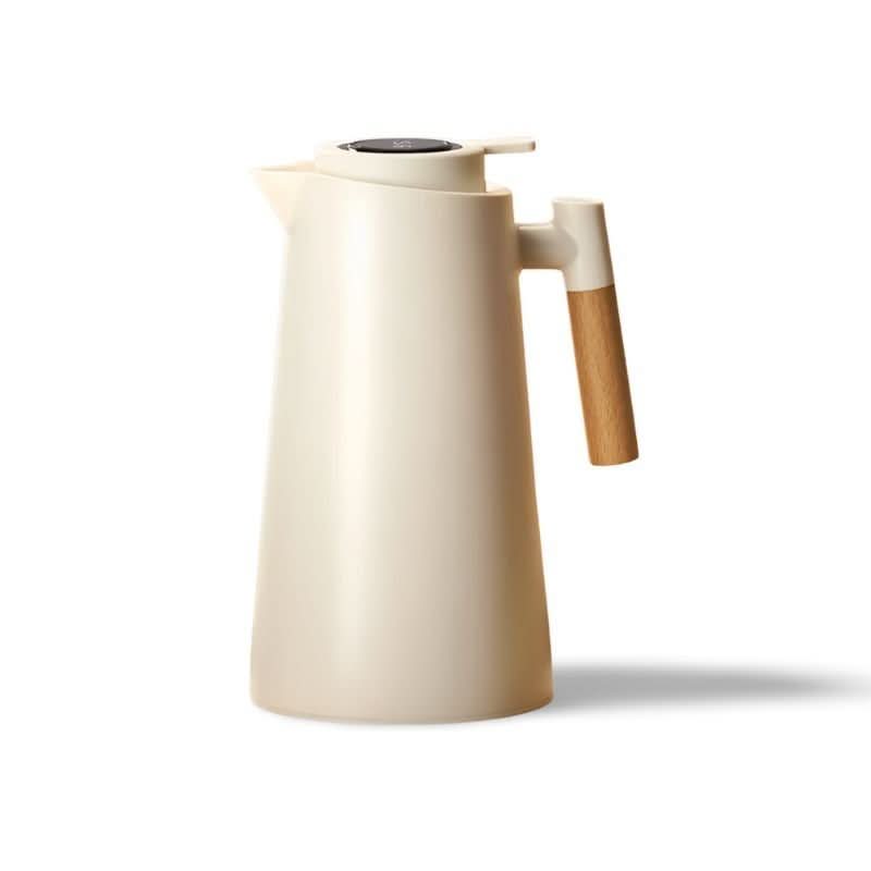 Insulated Thermos with Temperature Indicator and Wooden Handle