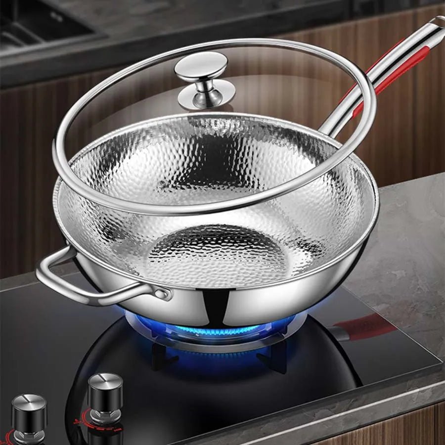 High-Quality Titanium Round Bottom Wok for Induction Cooktops and Easy Stir-Frying