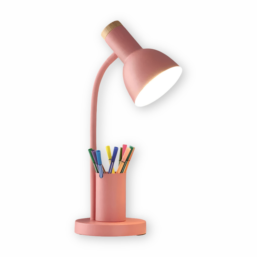 Contemporary LED Desk Lamp with Integrated Pen Holder for Home and Office