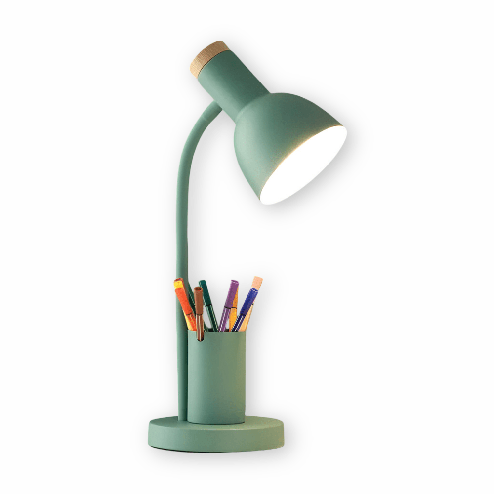 Contemporary LED Desk Lamp with Integrated Pen Holder for Home and Office