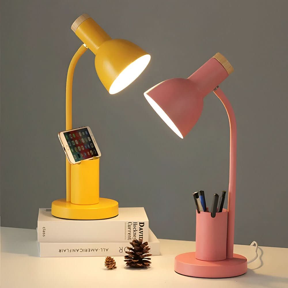 Contemporary LED Desk Lamp with Integrated Pen Holder for Home and Office
