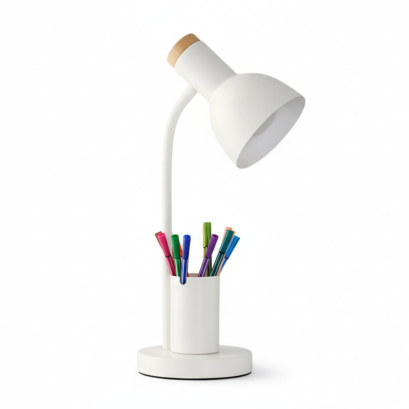 Contemporary LED Desk Lamp with Integrated Pen Holder for Home and Office