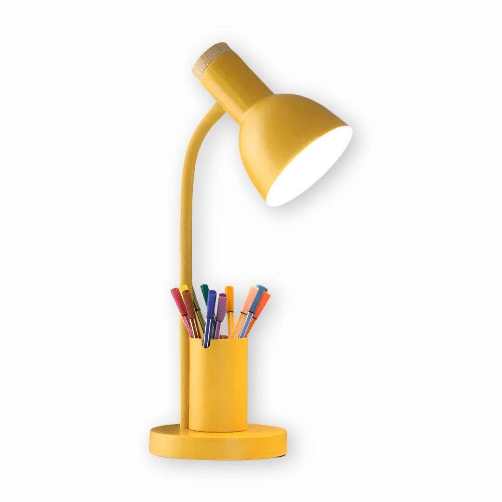 Contemporary LED Desk Lamp with Integrated Pen Holder for Home and Office