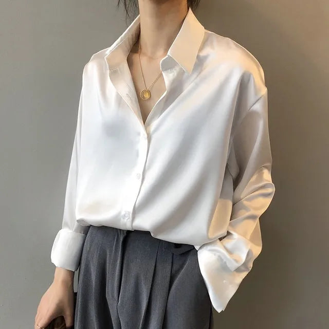 Women's Collar Long Sleeve Formal Blouse | Button Placket