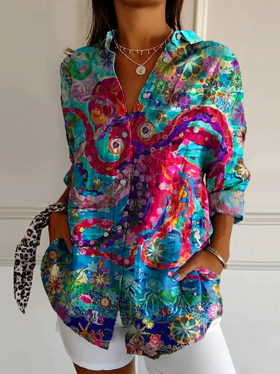 Women's Printed Blouse | Long Sleeve