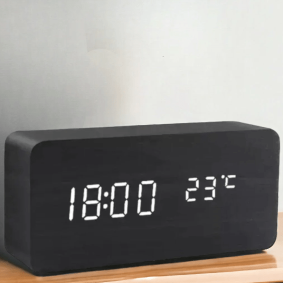 Voice-Controlled LED Wooden Clock for Elegant Time Display