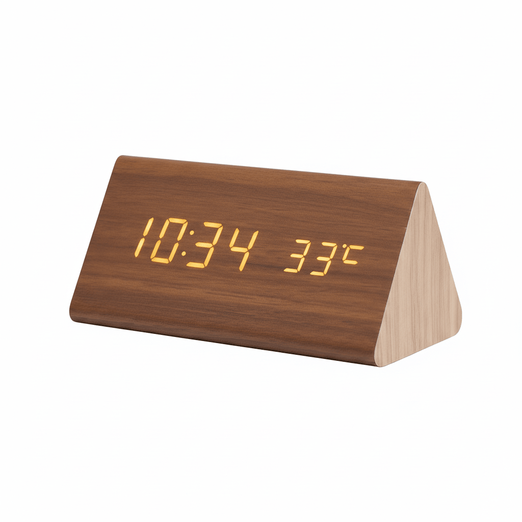 Voice-Controlled LED Wooden Clock for Elegant Time Display