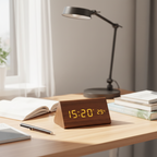 Voice-Controlled LED Wooden Clock for Elegant Time Display