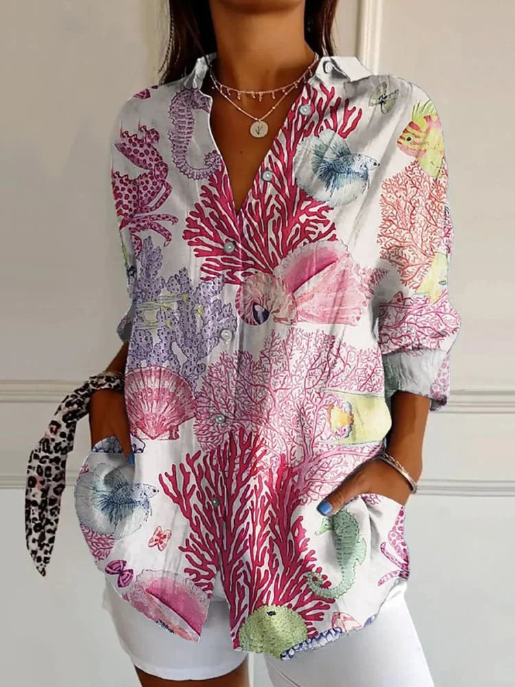 Women's Printed Blouse | Long Sleeve
