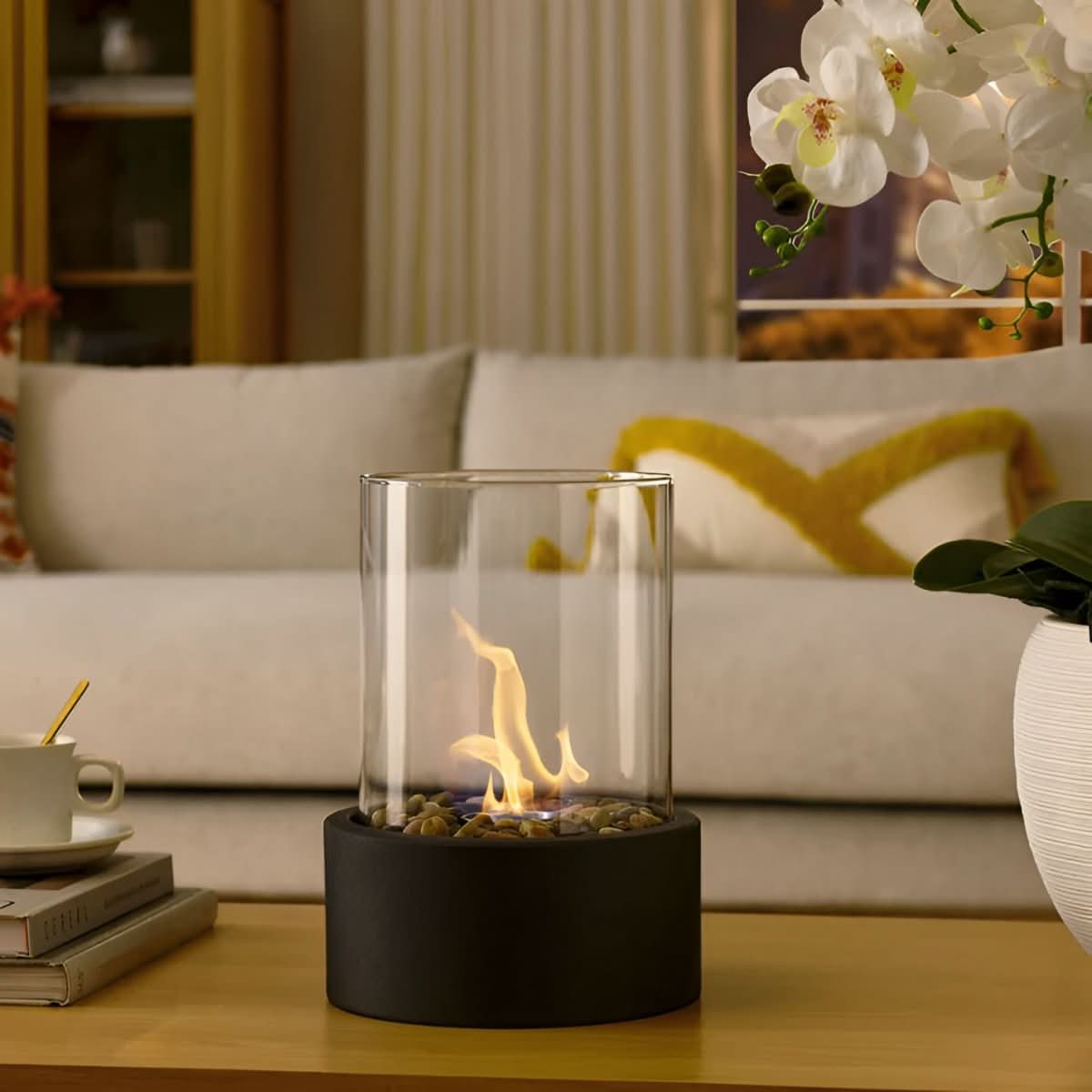 Smoke-Free Tabletop Fireplace for Stylish Indoor and Outdoor Use
