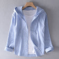 Men's Hooded Blouse with Button Placket | Linen