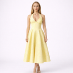 Lemon Midi Dress Halter Neck