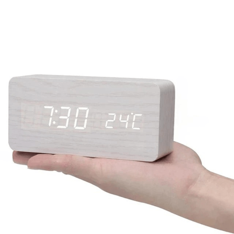 Voice-Controlled LED Wooden Clock for Elegant Time Display