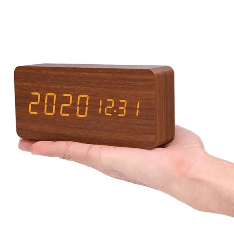 Voice-Controlled LED Wooden Clock for Elegant Time Display