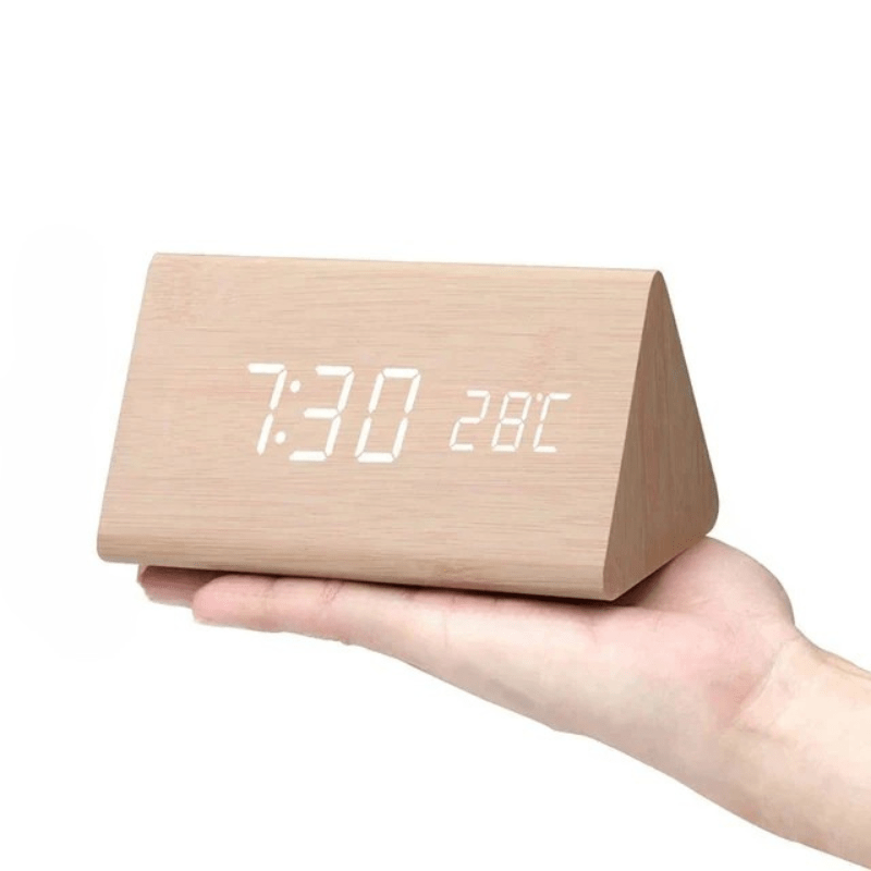 Voice-Controlled LED Wooden Clock for Elegant Time Display