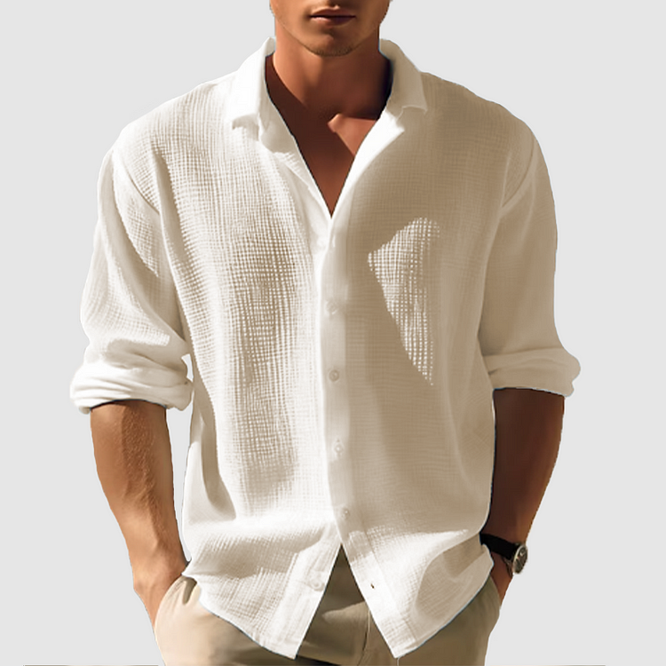 Men's Waffle Knit Long Sleeve Shirt | Casual