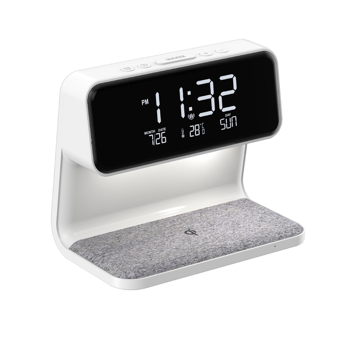 3-in-1 Bedside Lamp with Wireless Charging – LCD Alarm Clock and Touch Dimmable LED Table Light