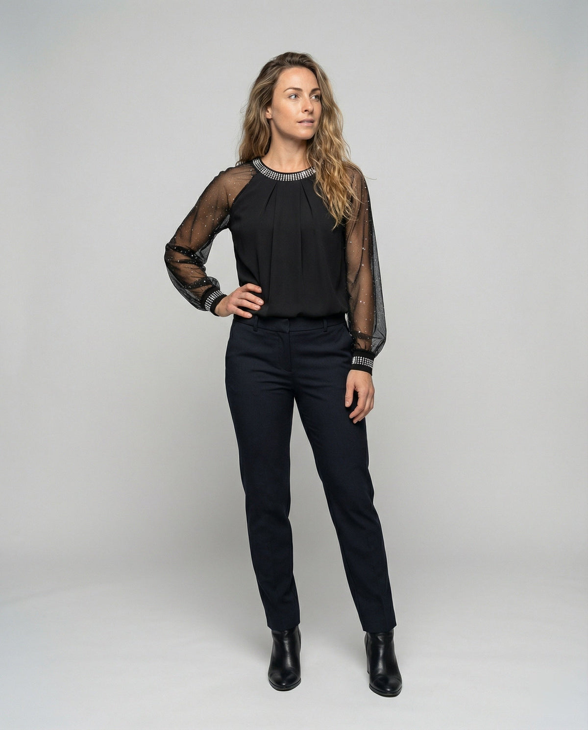 Ladies Black Formal Blouse | Long Sleeve