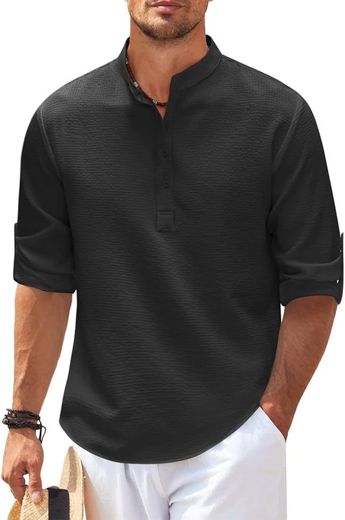 Men's Long Sleeve Henley Shirt | Casual
