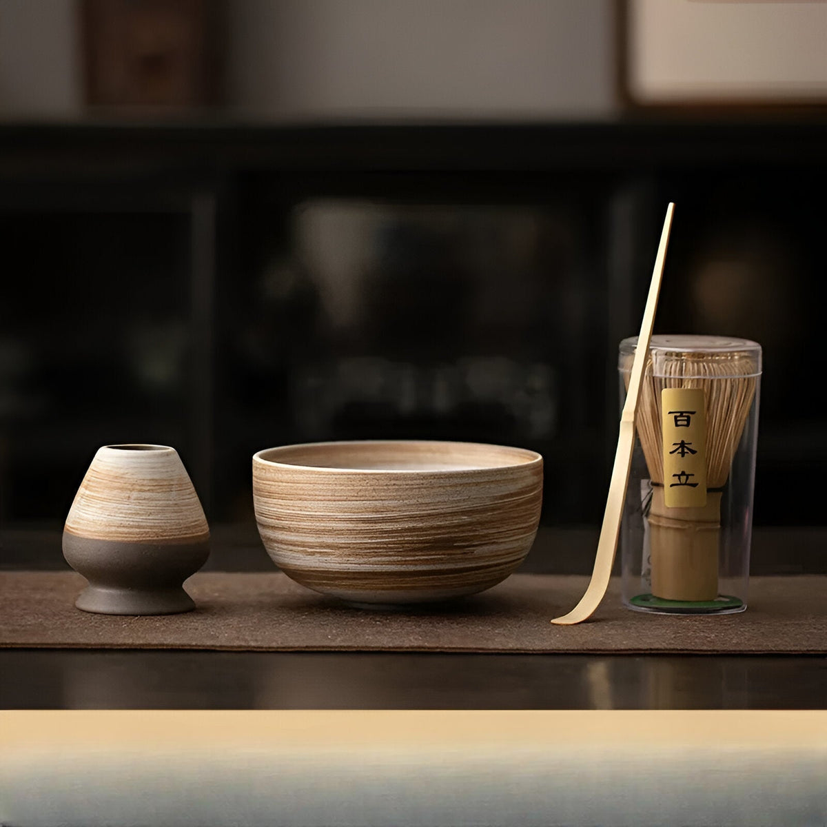 4-Piece Matcha Tea Set with Bamboo Whisk | Perfect for Traditional Tea Ceremony